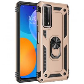 Huawei P Smart 2021 Sofya Yüzüklü Silikon Kapak Gold Kılıf
