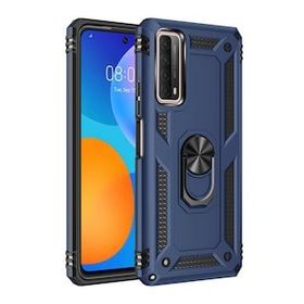 Huawei P Smart 2021 Sofya Yüzüklü Silikon Kapak Lacivert Kılıf