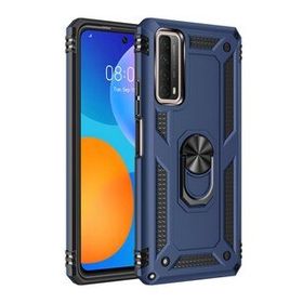 Huawei P Smart 2021 Sofya Yüzüklü Silikon Kapak Lacivert Kılıf