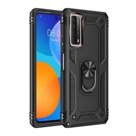 Huawei P Smart 2021 Sofya Yüzüklü Silikon Kapak Siyah Kılıf