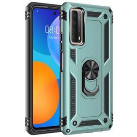 Huawei P Smart 2021 Sofya Yüzüklü Silikon Kapak Yeşil Kılıf