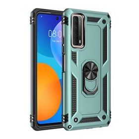 Huawei P Smart 2021 Sofya Yüzüklü Silikon Kapak Yeşil Kılıf