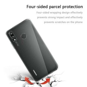 Huawei P20 Lite Şeffaf Silikon Temperli Cam Cep Telefonu Kılıfı