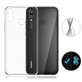 Huawei P20 Lite Şeffaf Silikon Temperli Cam Cep Telefonu Kılıfı