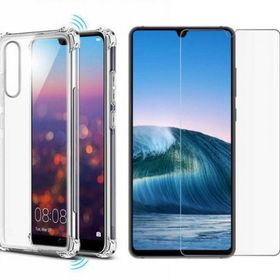 Huawei P30 Lite Kenar Korumalı Şeffaf Antişok Cam Ekran Koruyucu + Uyumlu Silikon Kılıf