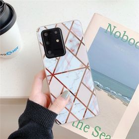 Huawei P40 Kaplama Renkli Geometrik Desen Mozaik Mermer Cep Telefonu Kılıfı