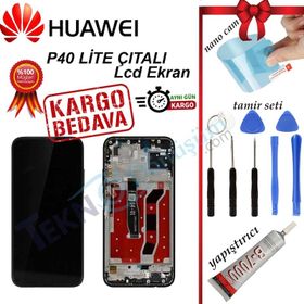 Huawei P40 Lite-E Çıtalı LCD Dokunmatik Ekran