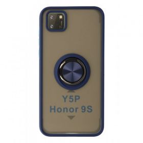 Huawei Y5P Montreal Yüzüklü Silikon Kapak Lacivert Kılıf