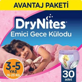Huggies Drynites Kız 3-5 Yaş 16-23 kg 30 Adet Gece Külot Bezi