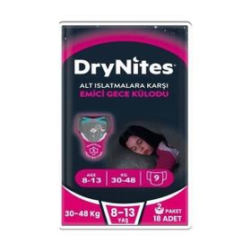 Huggies Drynites Kız 8-13 Yaş 30-48 Kilo 18 Adet Emici Gece Külodu