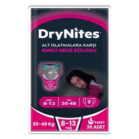 Huggies Drynites Kız 8-13 Yaş 30-48 Kilo 36 Adet Emici Gece Külodu