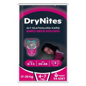 Huggies Drynites Kız 8-13 Yaş 30-48 Kilo 54 Adet Emici Gece Külodu