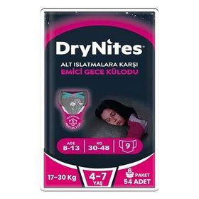 Huggies Drynites Kız 8-13 Yaş 30-48 Kilo 54 Adet Emici Gece Külodu