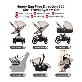 Huggy Egg 6 İn 1 Krem Travel Sistem Bebek Arabası