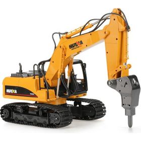 Huına 1-14 2.4G Full Fonksiyon Sesli ve Işıklı 1560 Yüksek Kalite 16 Kanal RC Model Ekskavatör Kırıcı Ataşmanlı Delici Matkap Uzaktan Kumandalı Çok Fonksiyonlu Metal İş Makinası
