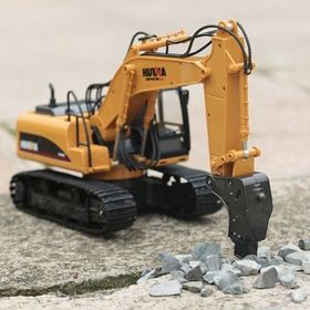Huına 1560 1/14 Uzaktan Kumandalı 16 Kanal RC Model Ekskavatör Kırıcı Ataşmanlı Delici Matkap