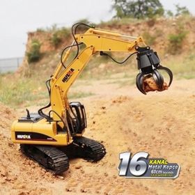 Huına 1571 1/14 2.4 GHZ Sesli Işıklı 16 Kanal RC Kollu Uzaktan Kumandalı Grabber Paletli Ekskavatör Kavrayıcı İş Makinası