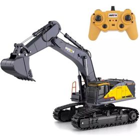 Huına 1592 1/14 2.4 GHZ Sesli Işıklı 2022 22 Kanal RC Metal Uzaktan Kumandalı Kepçeli Ekskavatör Kazıcı İş Makinası