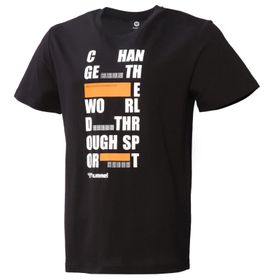 Hummel 911562-2001 Balder Bisiklet Yaka Baskılı Siyah Erkek T-Shirt