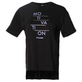 Hummel 911628-2001 Bisiklet Yaka Baskılı Siyah Kadın T-Shirt