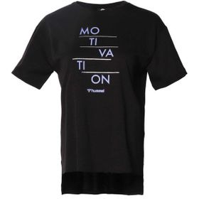 Hummel 911628-2001 Bisiklet Yaka Baskılı Siyah Kadın T-Shirt