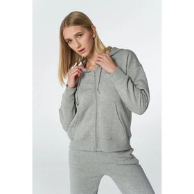 Hummel Hmlipomea Zip Hoodie 921694-2006 Gri 001 Kadın Günlük Sweatshirts