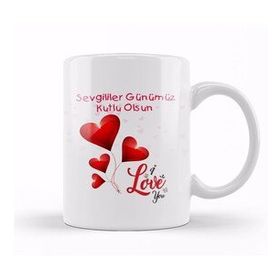 Humuts 016 Sevgililer Günü Sevgiliye Hediye Kupa Bardak