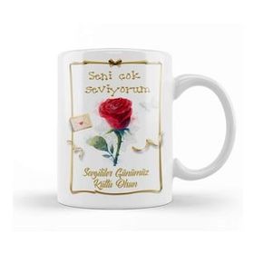 Humuts 025 Sevgililer Günü Sevgiliye Hediye Kupa Bardak