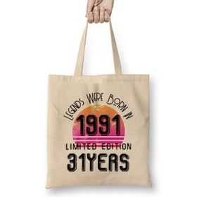 Humuts 1991 Birthday Gift Made Born in 1991 Gift 31 Year Old Birthday Gift Vintage Style Bez Kadın Günlük Çanta