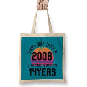 Humuts 2008 Birthday Gift - Made, Born In 2008 Gift - 14 Year Old Birthday Gift Vintage Style Bez Çanta