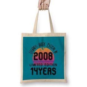 Humuts 2008 Birthday Gift - Made, Born In 2008 Gift - 14 Year Old Birthday Gift Vintage Style Bez Çanta