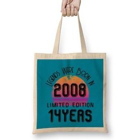 Humuts 2008 Birthday Gift - Made, Born In 2008 Gift - 14 Year Old Birthday Gift Vintage Style Bez Çanta