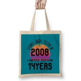 Humuts 2008 Birthday Gift - Made, Born In 2008 Gift - 14 Year Old Birthday Gift Vintage Style Bez Çanta