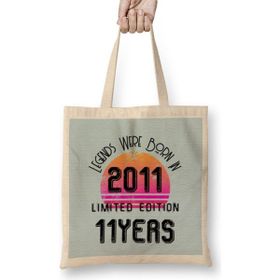Humuts 2011 Birthday Gift - Made, Born In 2011 Gift - 11 Year Old Birthday Gift Vintage Style Bez Çanta