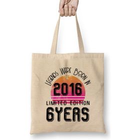 Humuts 2016 Birthday Gift - Made, Born In 2016 Gift - 6 Year Old Birthday Gift Vintage Style Bez Çanta
