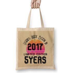 Humuts 2017 Birthday Gift - Made, Born In 2017 Gift - 5 Year Old Birthday Gift Vintage Style Bez Çanta