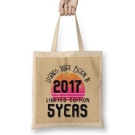 Humuts 2017 Birthday Gift - Made, Born In 2017 Gift - 5 Year Old Birthday Gift Vintage Style Bez Çanta