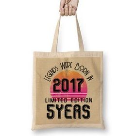 Humuts 2017 Birthday Gift - Made, Born In 2017 Gift - 5 Year Old Birthday Gift Vintage Style Bez Çanta