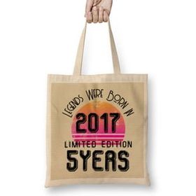 Humuts 2017 Birthday Gift - Made, Born In 2017 Gift - 5 Year Old Birthday Gift Vintage Style Bez Çanta