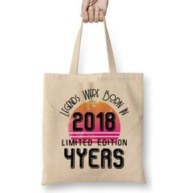 Humuts 2018 Birthday Gift - Made, Born In 2018 Gift - 4 Year Old Birthday Gift Vintage Style Bez Çanta