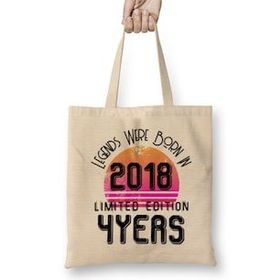 Humuts 2018 Birthday Gift - Made, Born In 2018 Gift - 4 Year Old Birthday Gift Vintage Style Bez Çanta