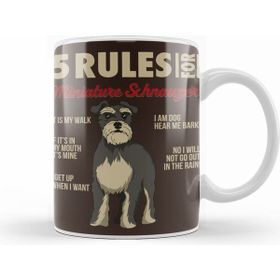 Humuts 5 Rules For Miniature Schnauzer Funny Dog Kupa Bardak