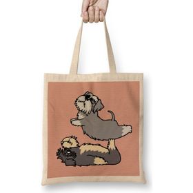 Humuts Acroyoga Schnauzer Pug Köpek Bez Uzun Saplı Açık Bej Rengi Çanta