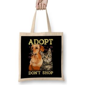 Humuts Adopt Don T Shop Cute Cat Dog Rescue Adoption Bez Uzun Saplı Açık Bej Rengi Çanta