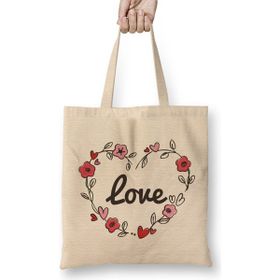 Humuts Adorable Cute Love Flowery Flowers Love Heart Bez Uzun Saplı Açık Bej Rengi Çanta
