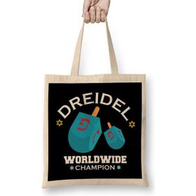 Humuts Adorable Dreidel Worldwide Champion Funny Hanukkah Bez Uzun Saplı Açık Bej Rengi Çanta