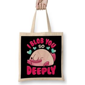 Humuts Adorable I Blob You So Deeply Cute Blobfish Pun Bez Uzun Saplı Açık Bej Rengi Çanta