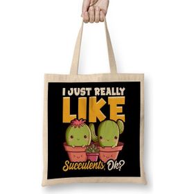 Humuts Adorable I Just Really Like Succulents Ok Plant Bez Uzun Saplı Açık Bej Rengi Çanta