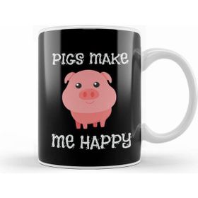 Humuts Adorable Pigs Make Me Happy Cute Piglet Pig Girl Kupa Bardak