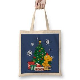 Humuts Agumon Around The Christmas Tree Digimon Bez Kadın Günlük Çanta